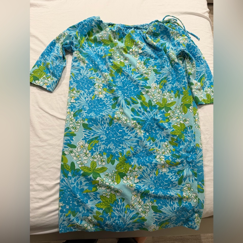 Lilly Pulitzer Asymmetrical Dress in Blue and Green Floral